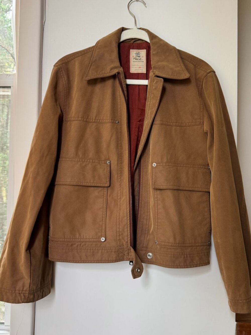 Free People Blair Vegan Suede Jacket Camel Brown XS